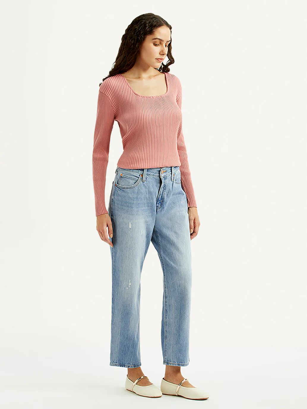 Women's 94 Light Blue Baggy Fit Mid Rise Jeans - Image 6