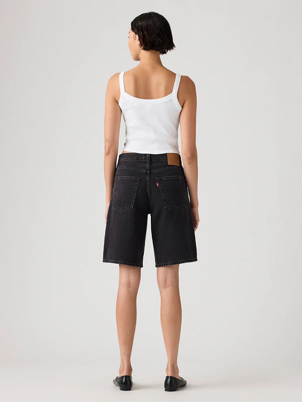 Women's Mid Rise Black Baggy Fit Shorts - Image 2