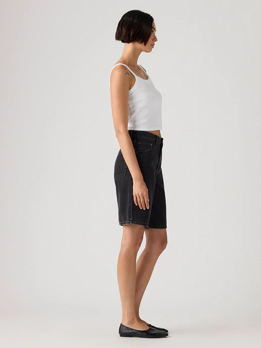 Women's Mid Rise Black Baggy Fit Shorts - Image 5