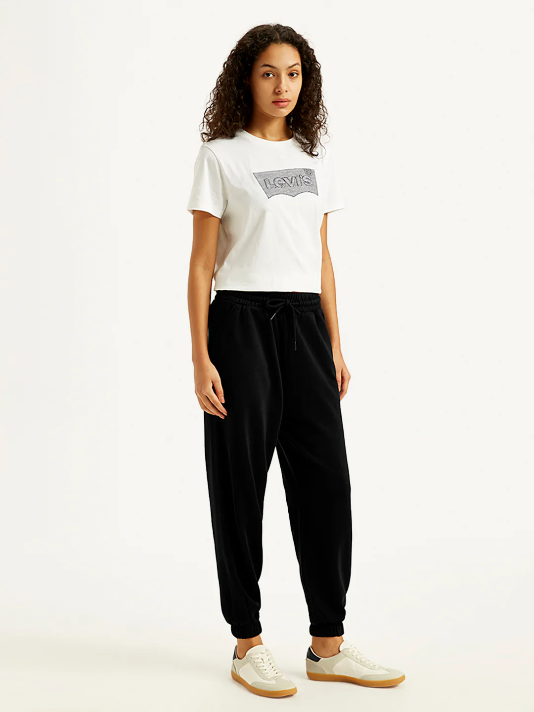 Women's Mid Rise Black Joggers - Image 3