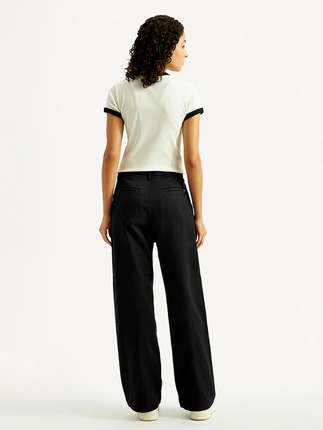 Women's Black Loose Fit Mid Rise Trousers - Image 4
