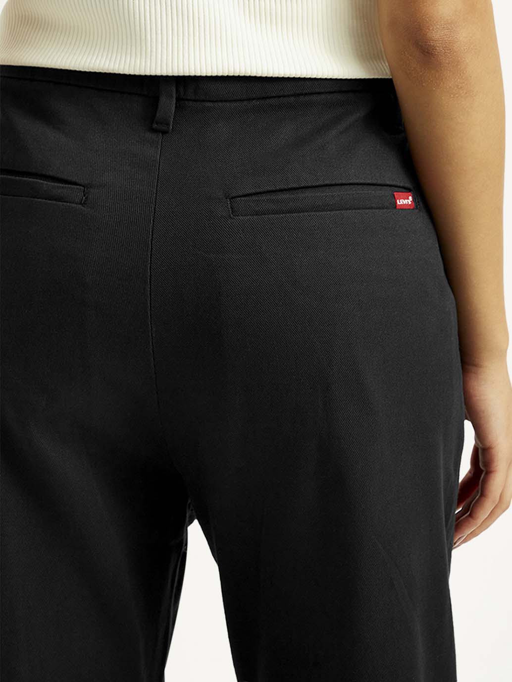 Women's Black Loose Fit Mid Rise Trousers - Image 5