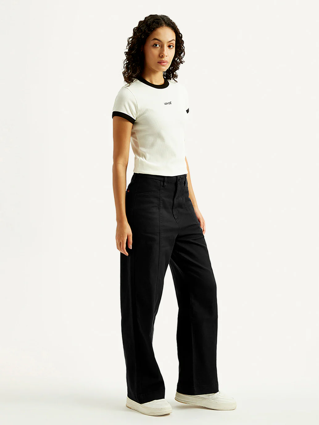 Women's Black Loose Fit Mid Rise Trousers - Image 6