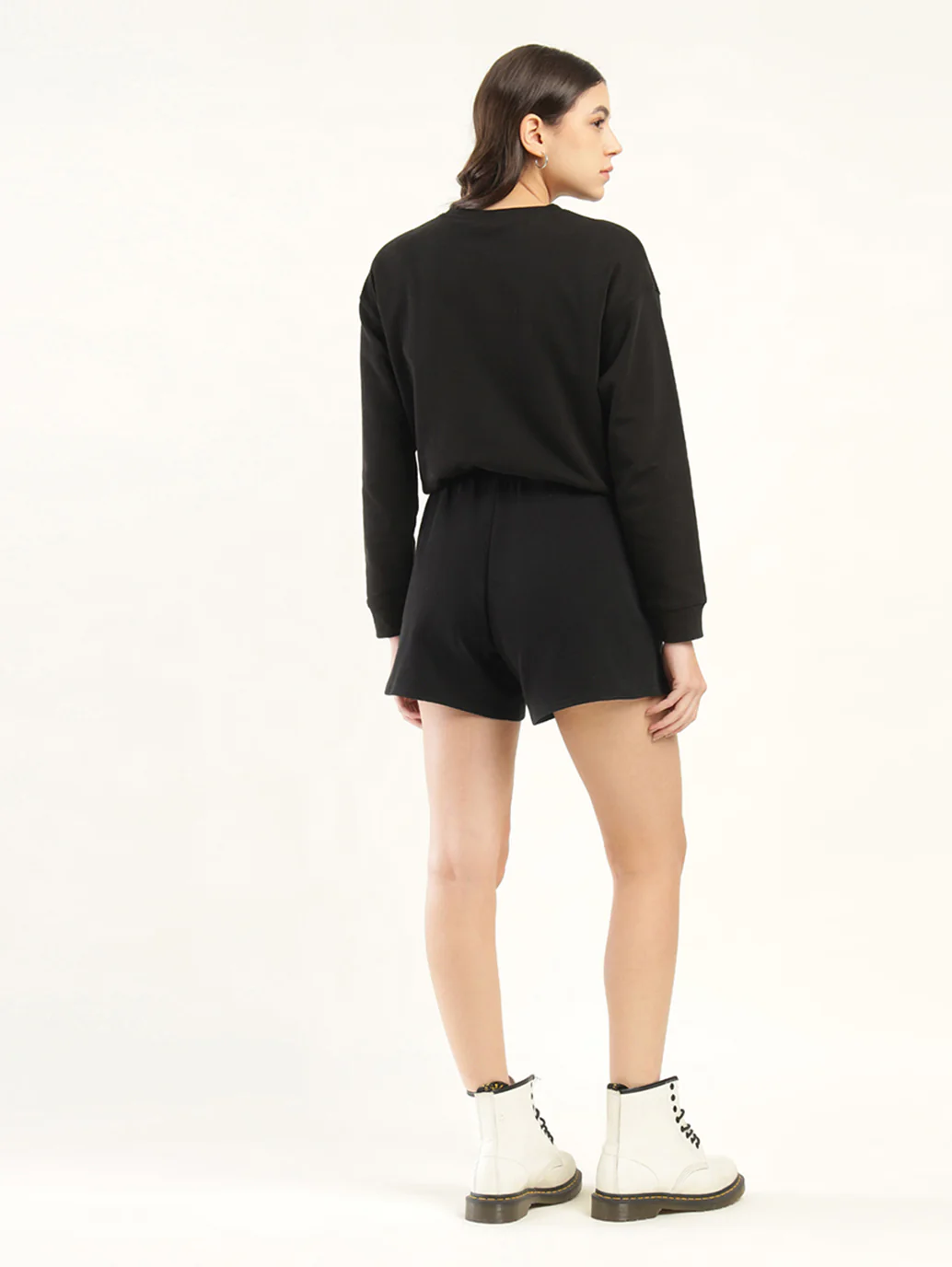 Women's Mid Rise Black Regular Fit Shorts - Image 3