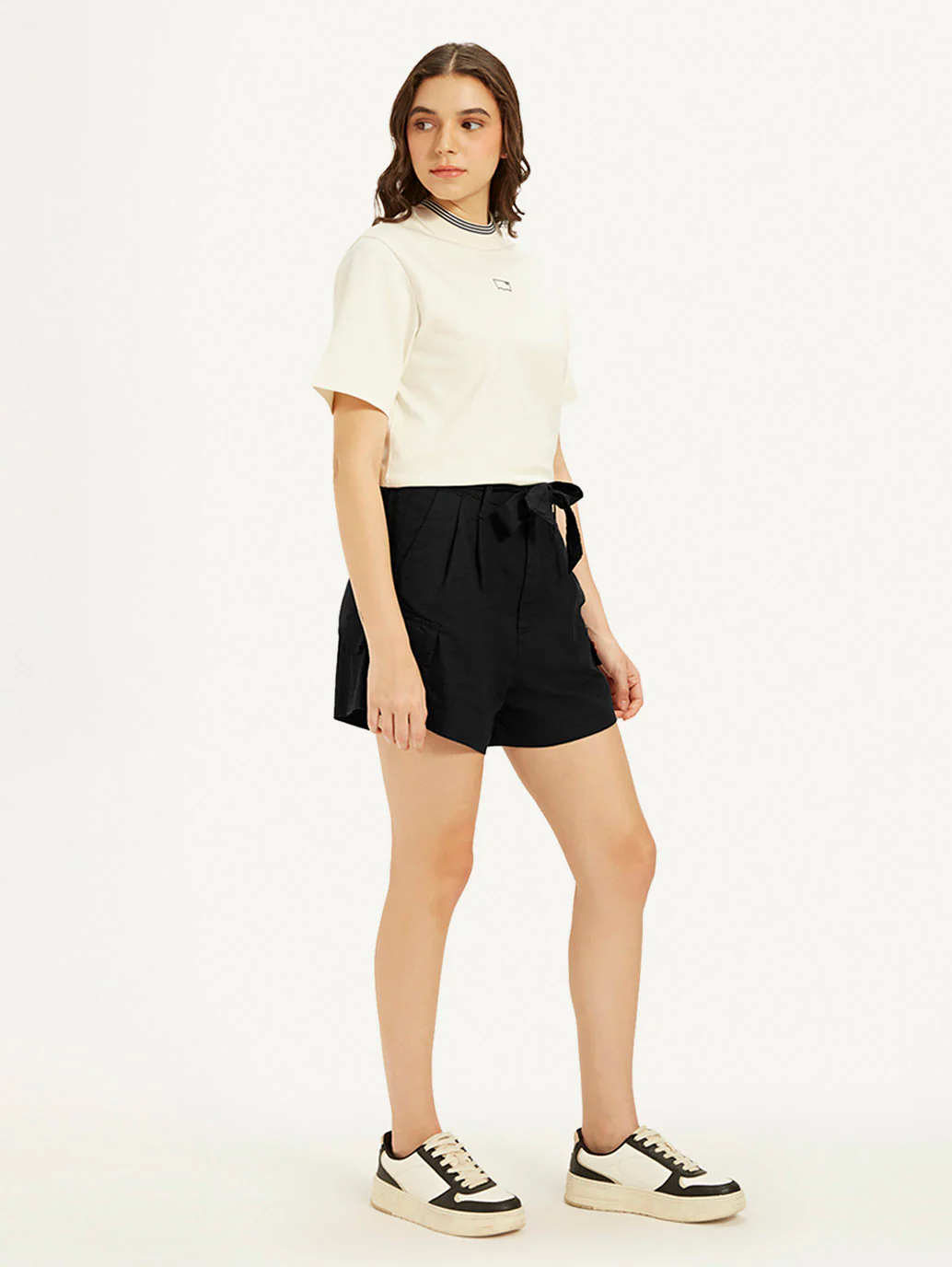 Women's Mid Rise Black Relaxed Fit Shorts - Image 4