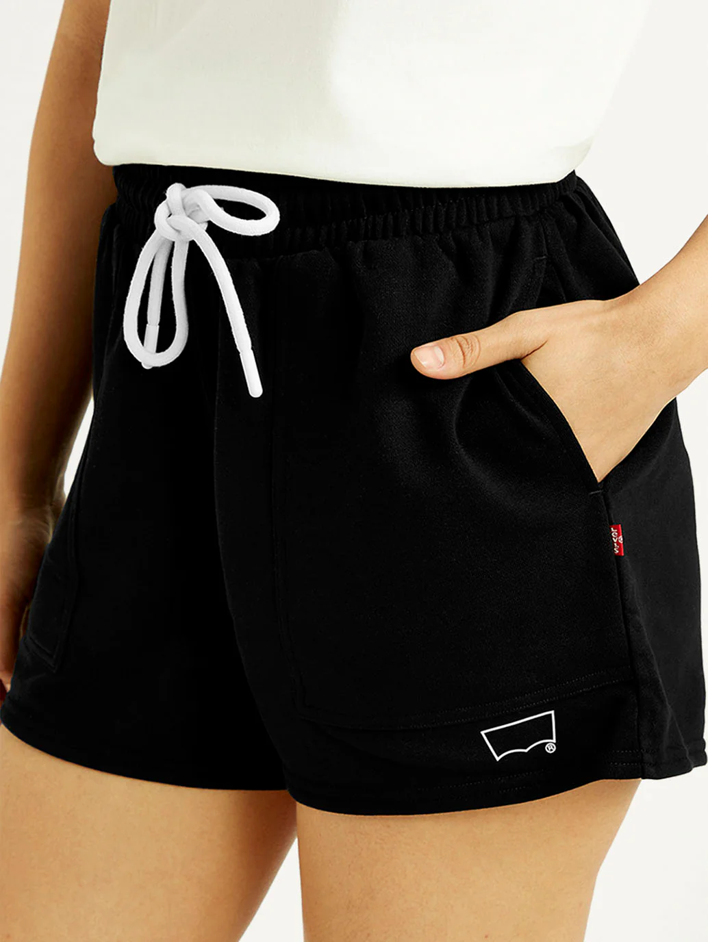 Women's Mid Rise Black Straight Fit Shorts - Image 4