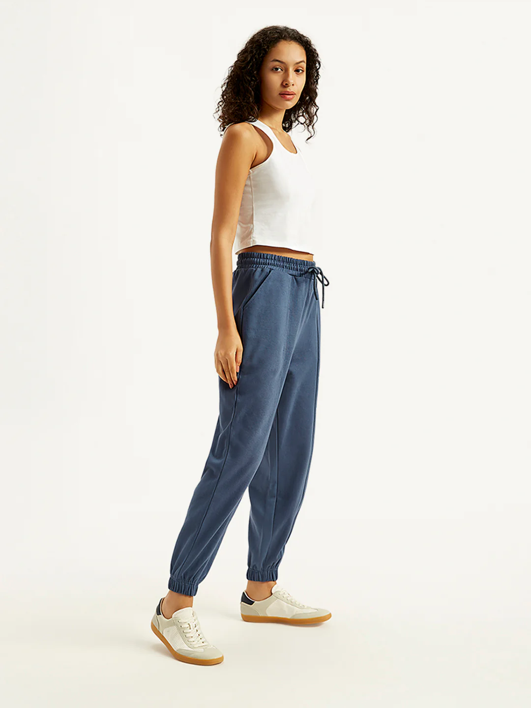 Women's Mid Rise Blue Joggers - Image 3