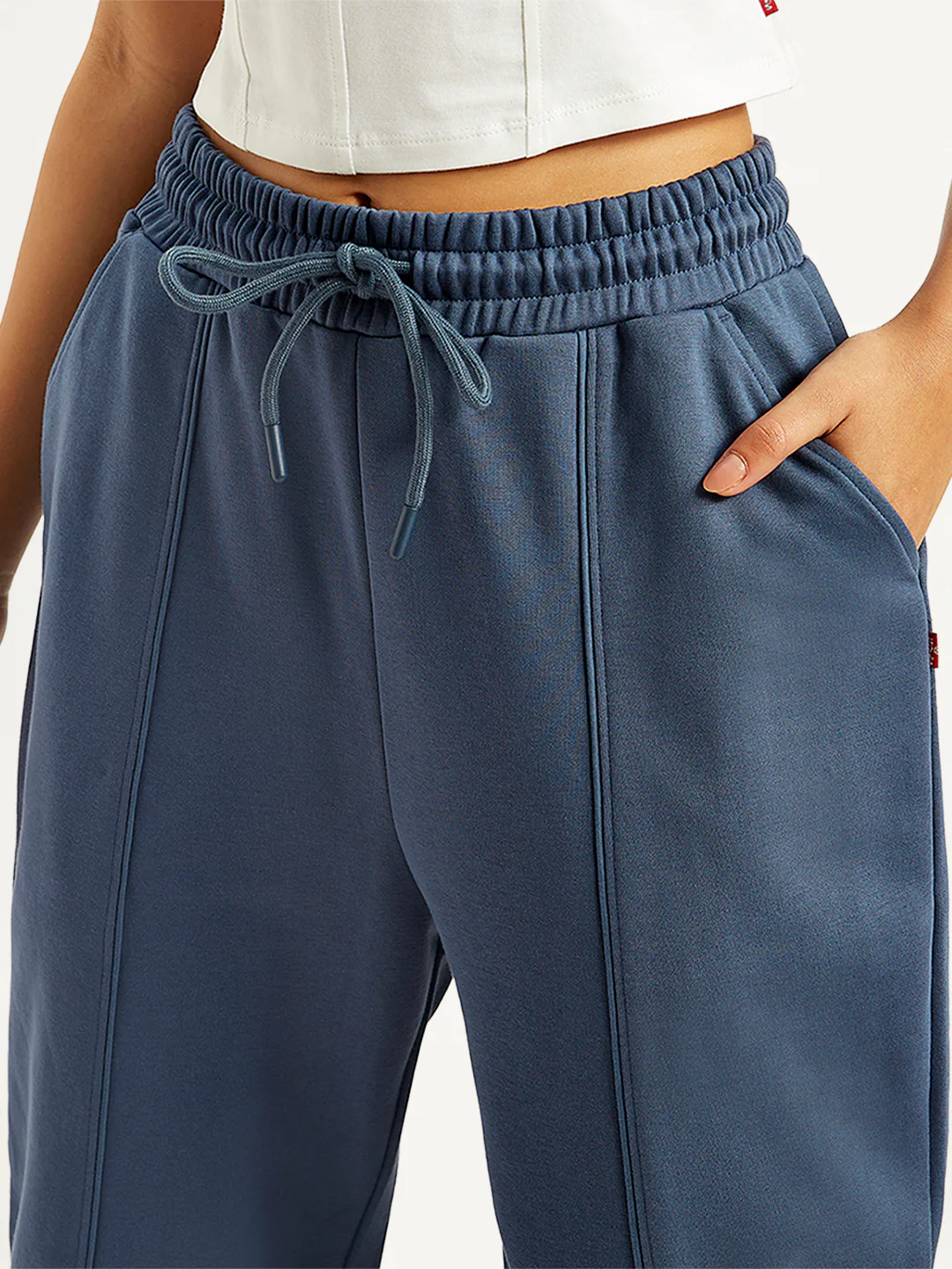 Women's Mid Rise Blue Joggers - Image 4