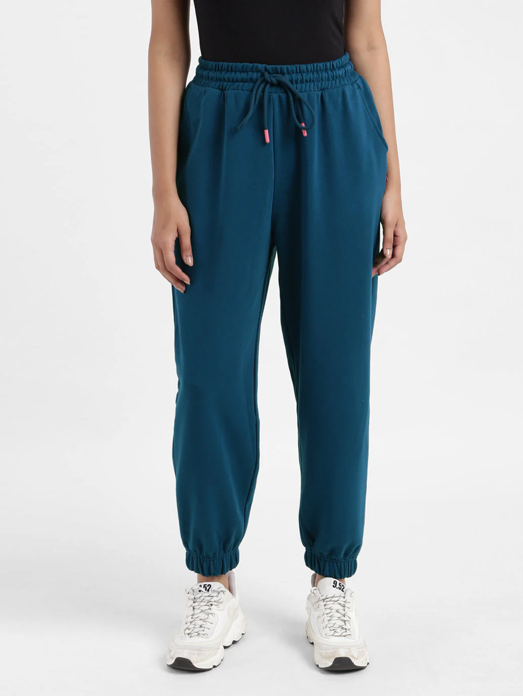 Women's Mid Rise Blue Regular Fit Joggers - Image 2