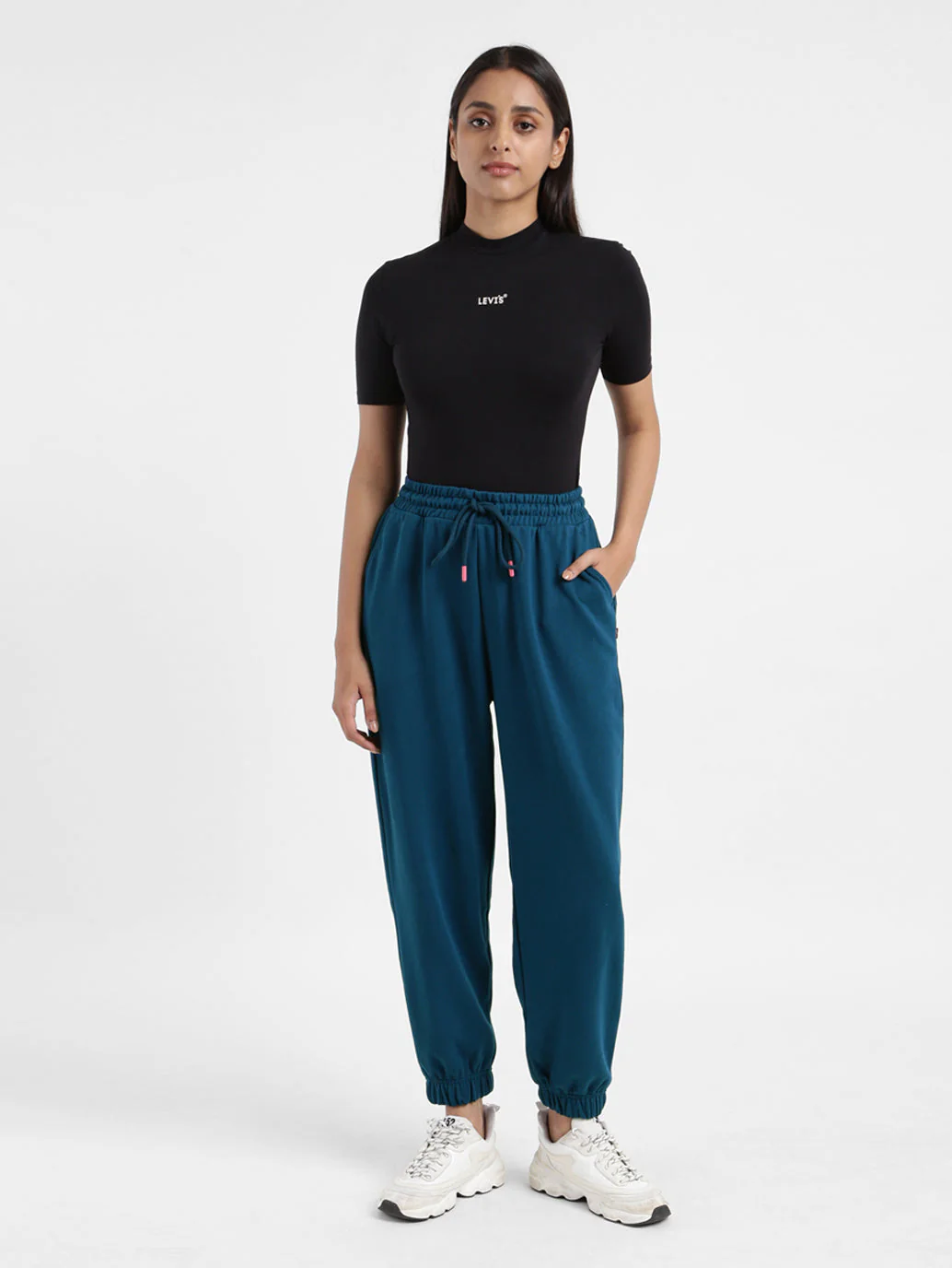 Women's Mid Rise Blue Regular Fit Joggers - Image 7