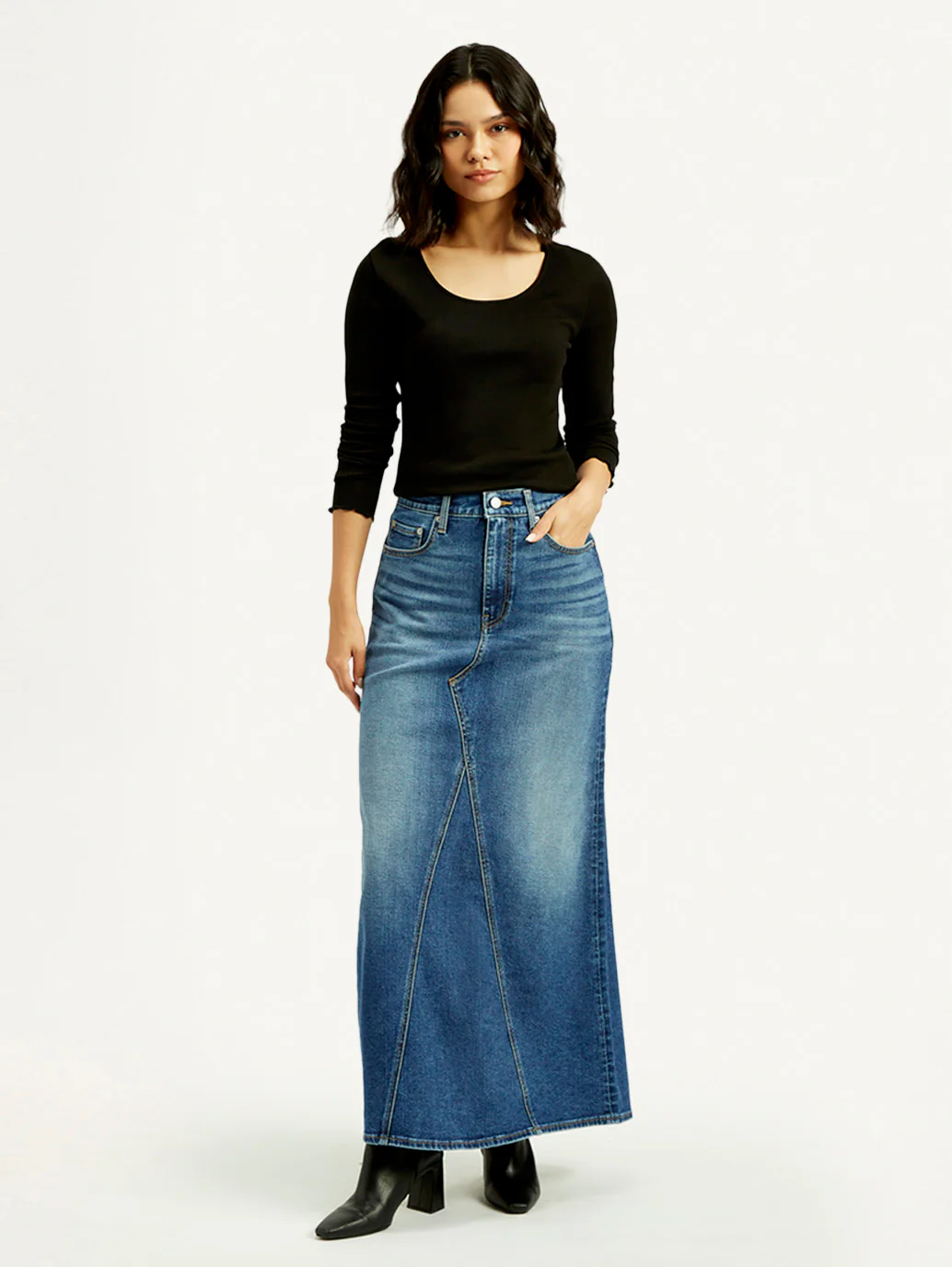 Women's Mid Rise Blue Regular Fit Skirt - Image 3
