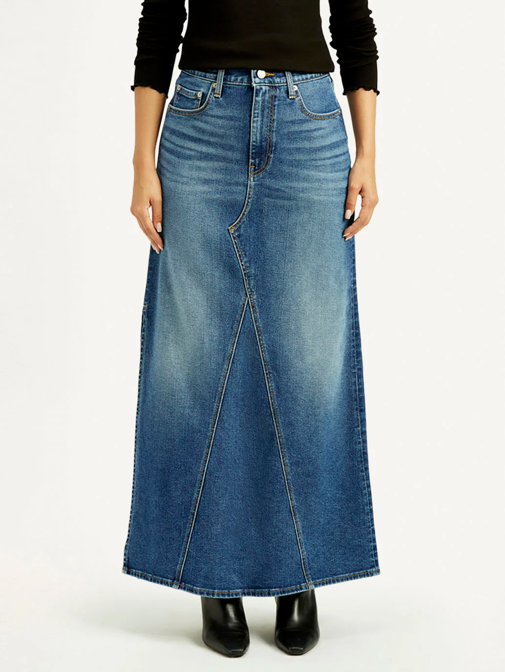 Women's Mid Rise Blue Regular Fit Skirt - Image 4