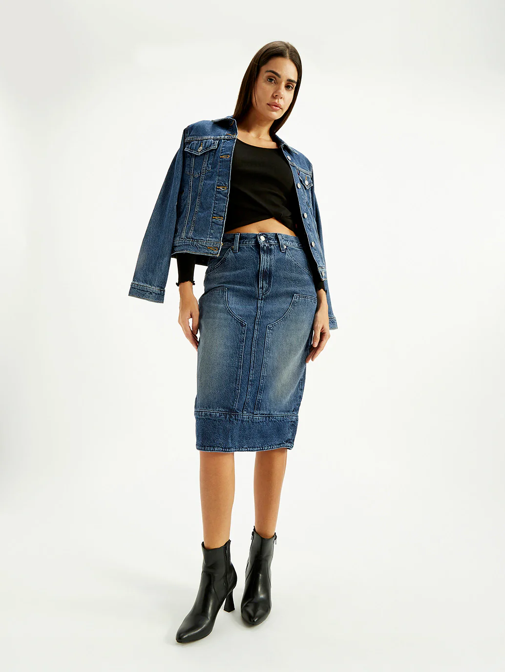 Women's Blue Regular Fit Mid Rise Skirt