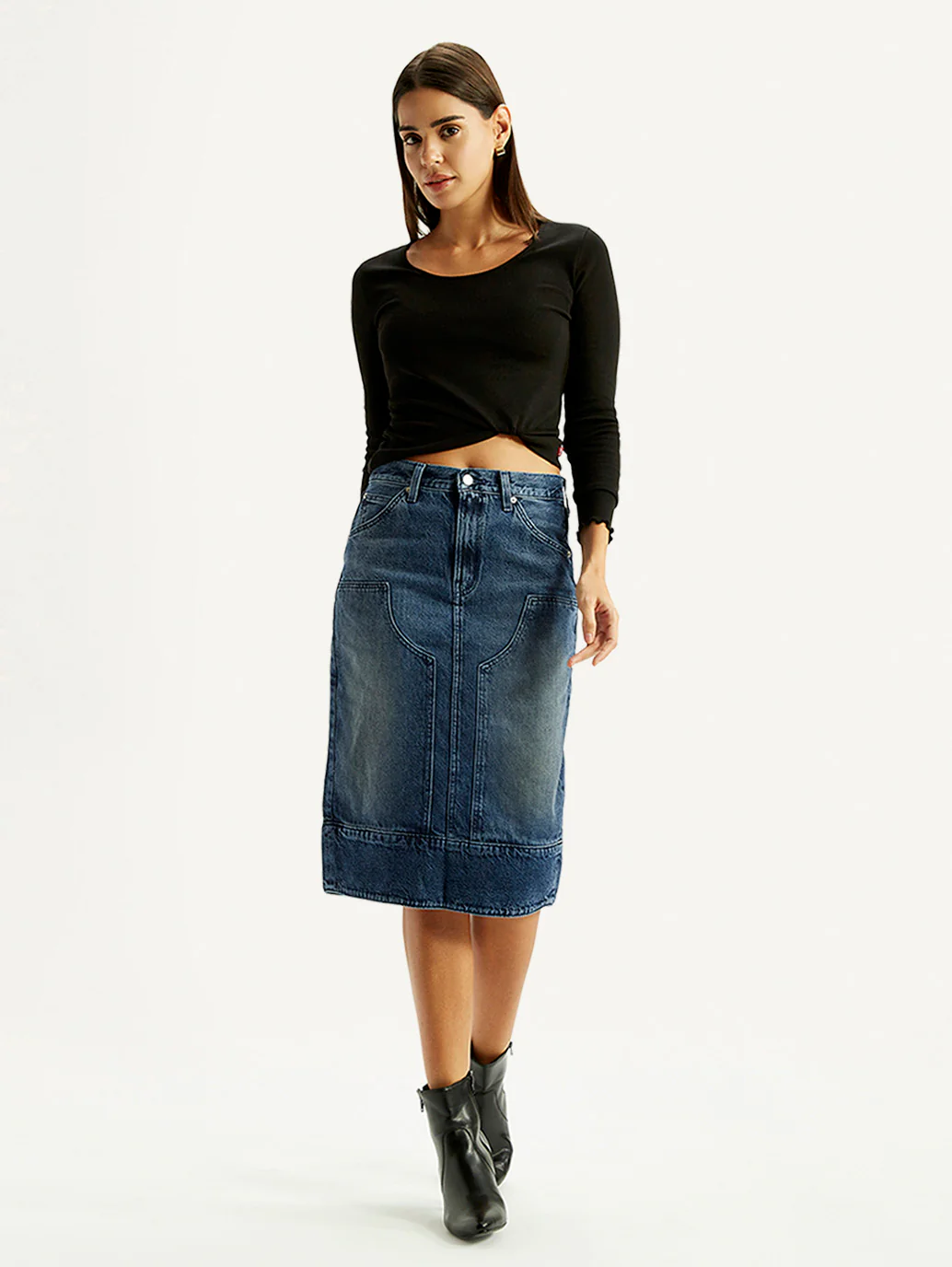 Women's Blue Regular Fit Mid Rise Skirt - Image 2