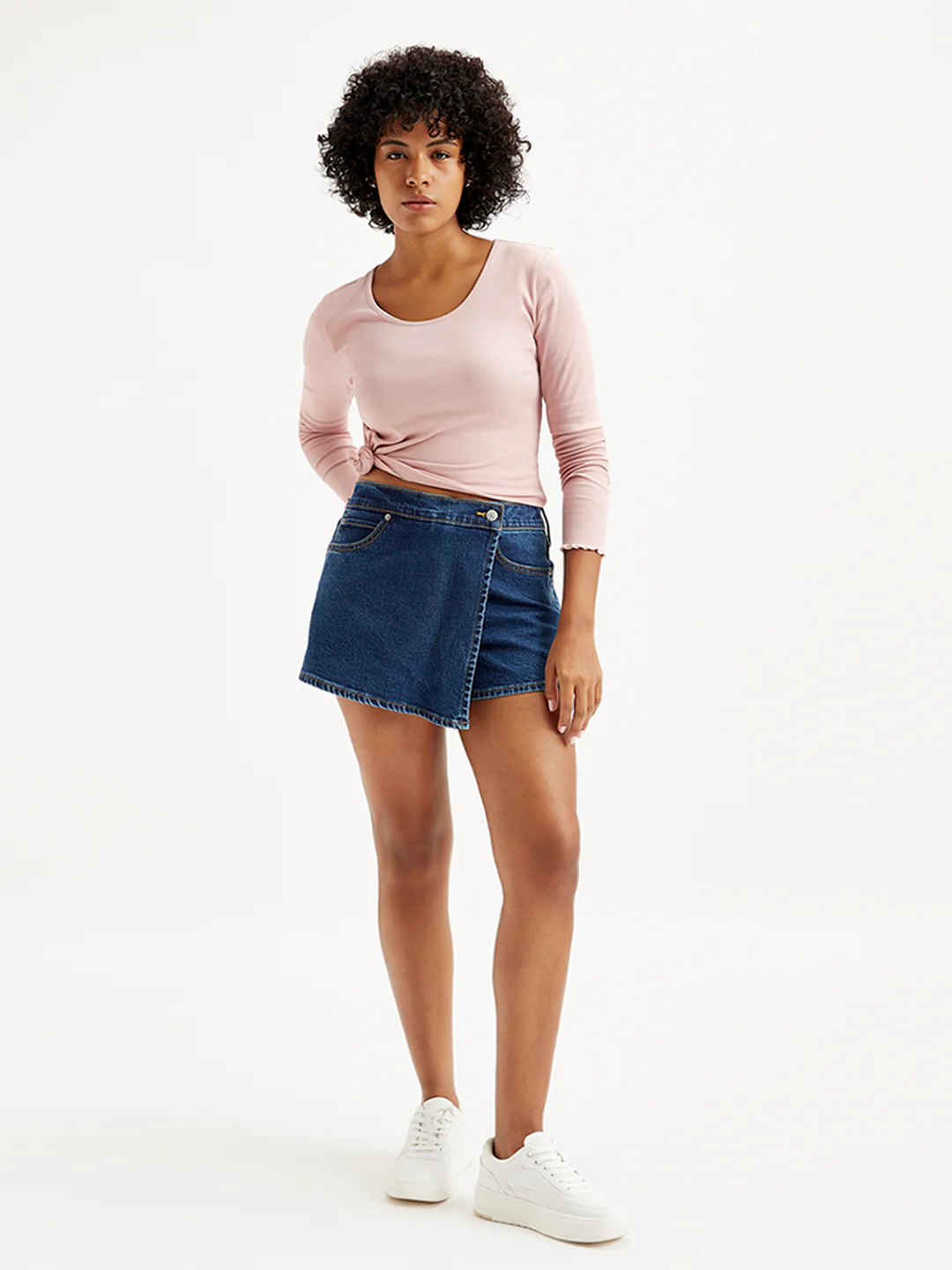 Women's Redloop Mid Rise Blue Regular Fit Skort - Image 7