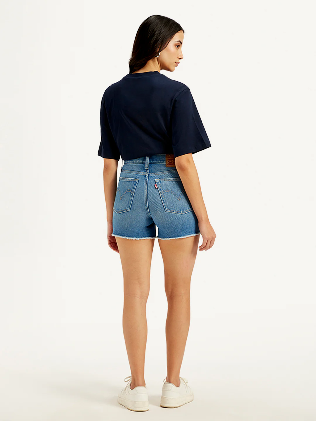 Women's Mid Rise Blue Slim Fit Shorts - Image 3