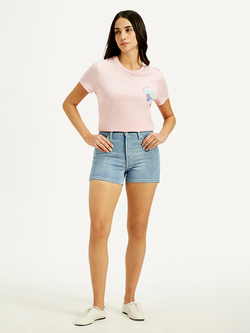 Women's Mid Rise Blue Slim Fit Shorts - Image 2