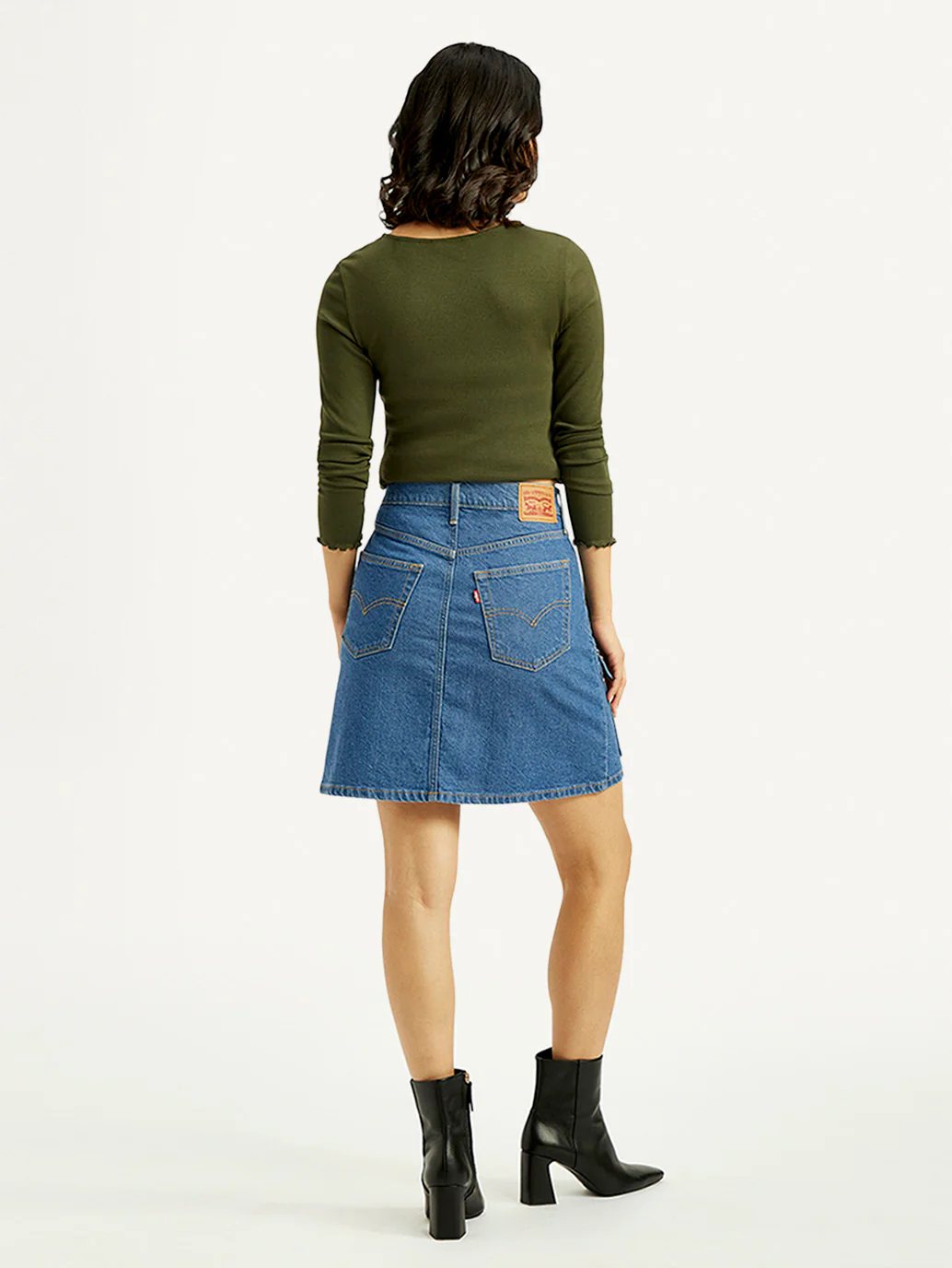 Women's Blue Straight Fit Mid Rise Skirt - Image 4