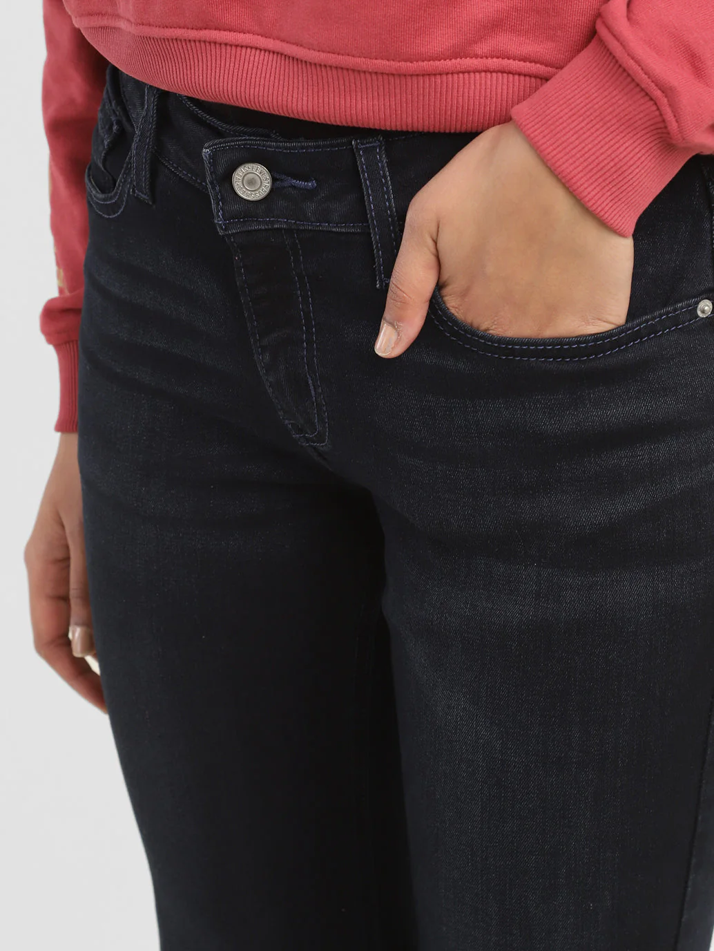 Women's Navy Blue Bootcut Fit Mid Rise Jeans - Image 6