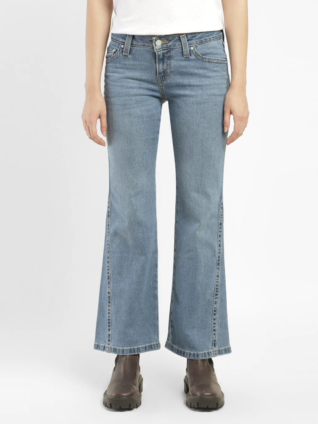Women's Blue Bootcut Fit Mid Rise Jeans - Image 7