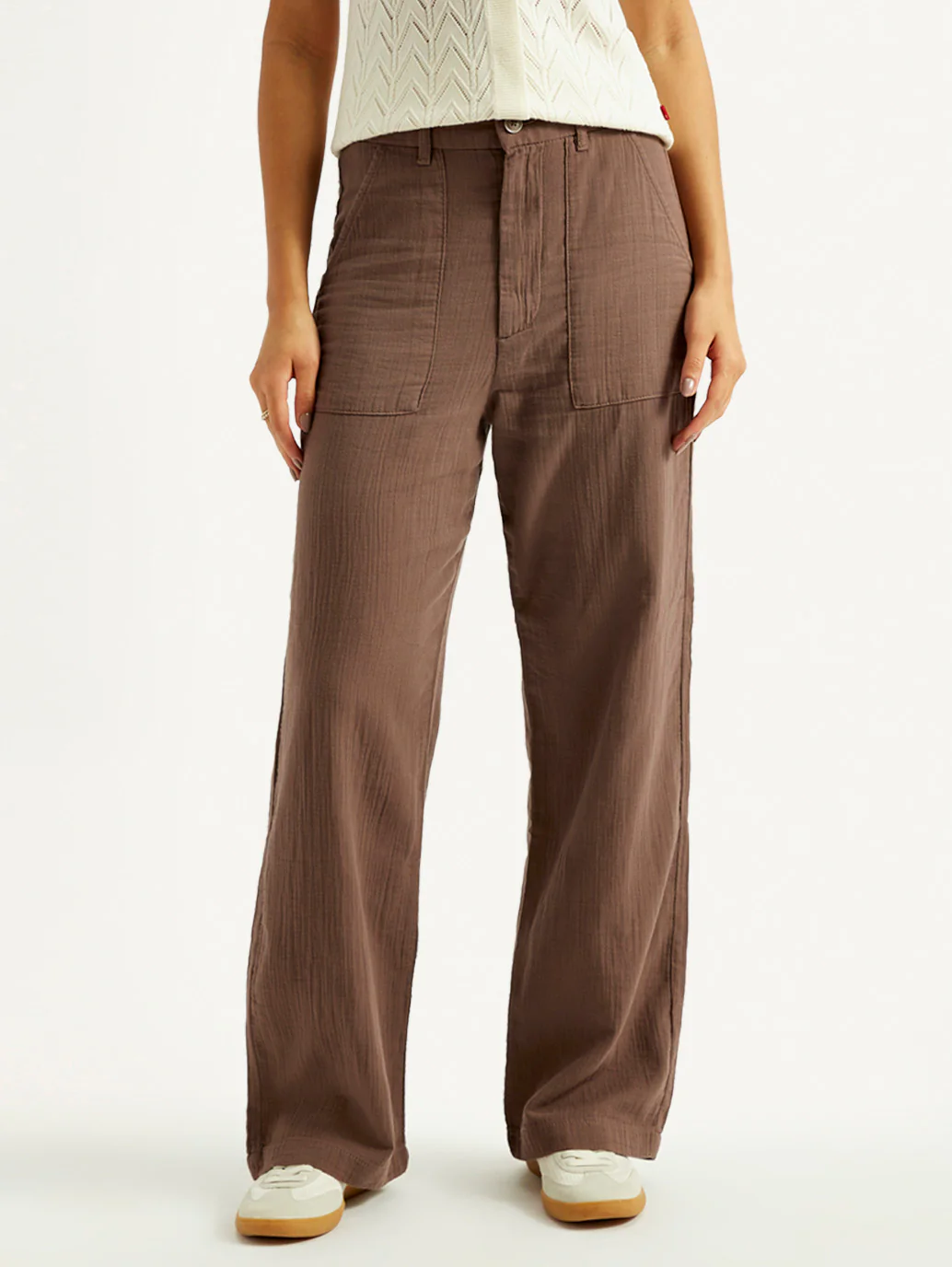Women's Brown Loose Fit Mid Rise Trousers - Image 2