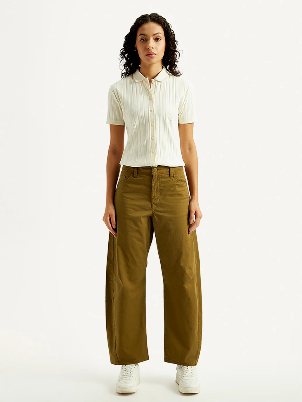 Women's Brown Loose Fit Mid Rise Trousers - Image 2