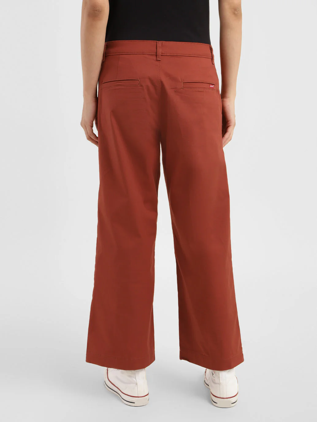 Women's Mid Rise Brown Loose Fit Trousers - Image 3