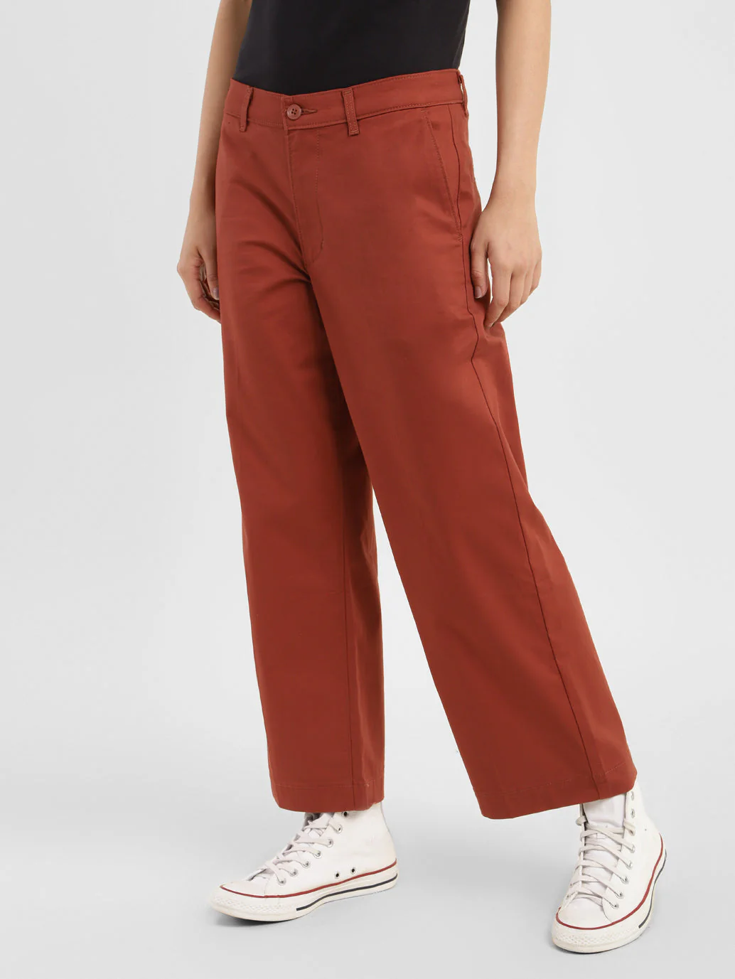 Women's Mid Rise Brown Loose Fit Trousers - Image 4