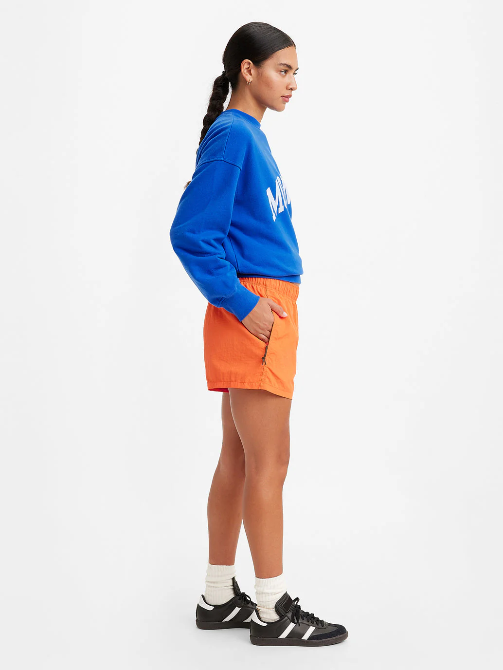 Women's Mid Rise Orange Classic Fit Shorts - Image 3