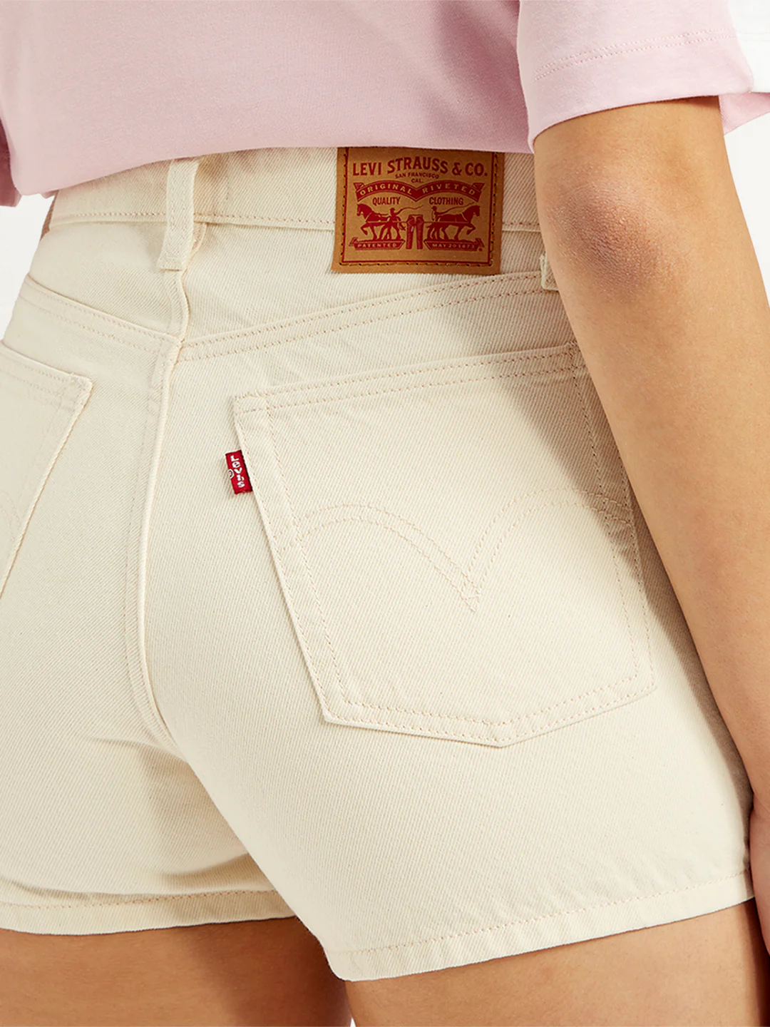 Women's Mid Rise Off White Slim Fit Shorts - Image 5