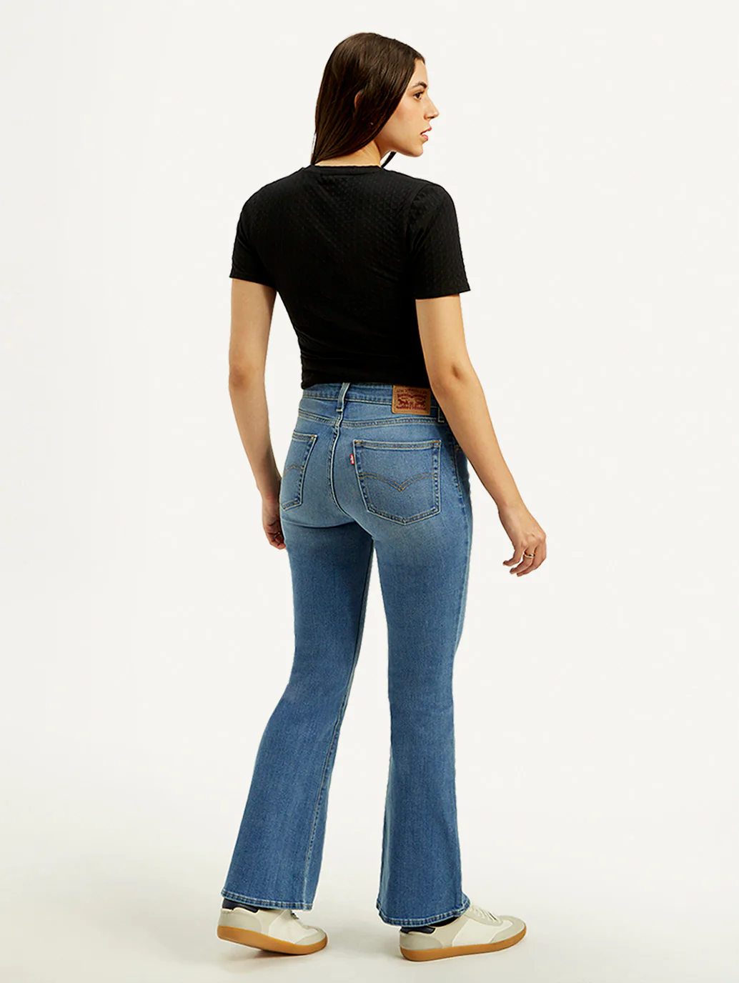 Women's 726 Blue Flared Fit Mid Rise Jeans - Image 3