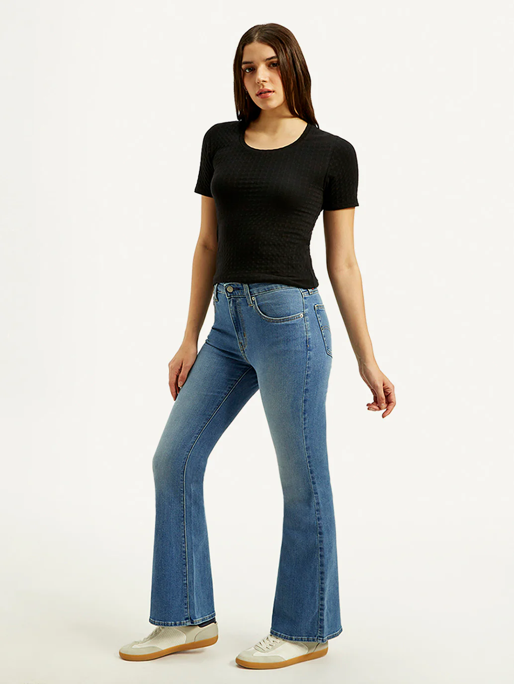 Women's 726 Blue Flared Fit Mid Rise Jeans - Image 6
