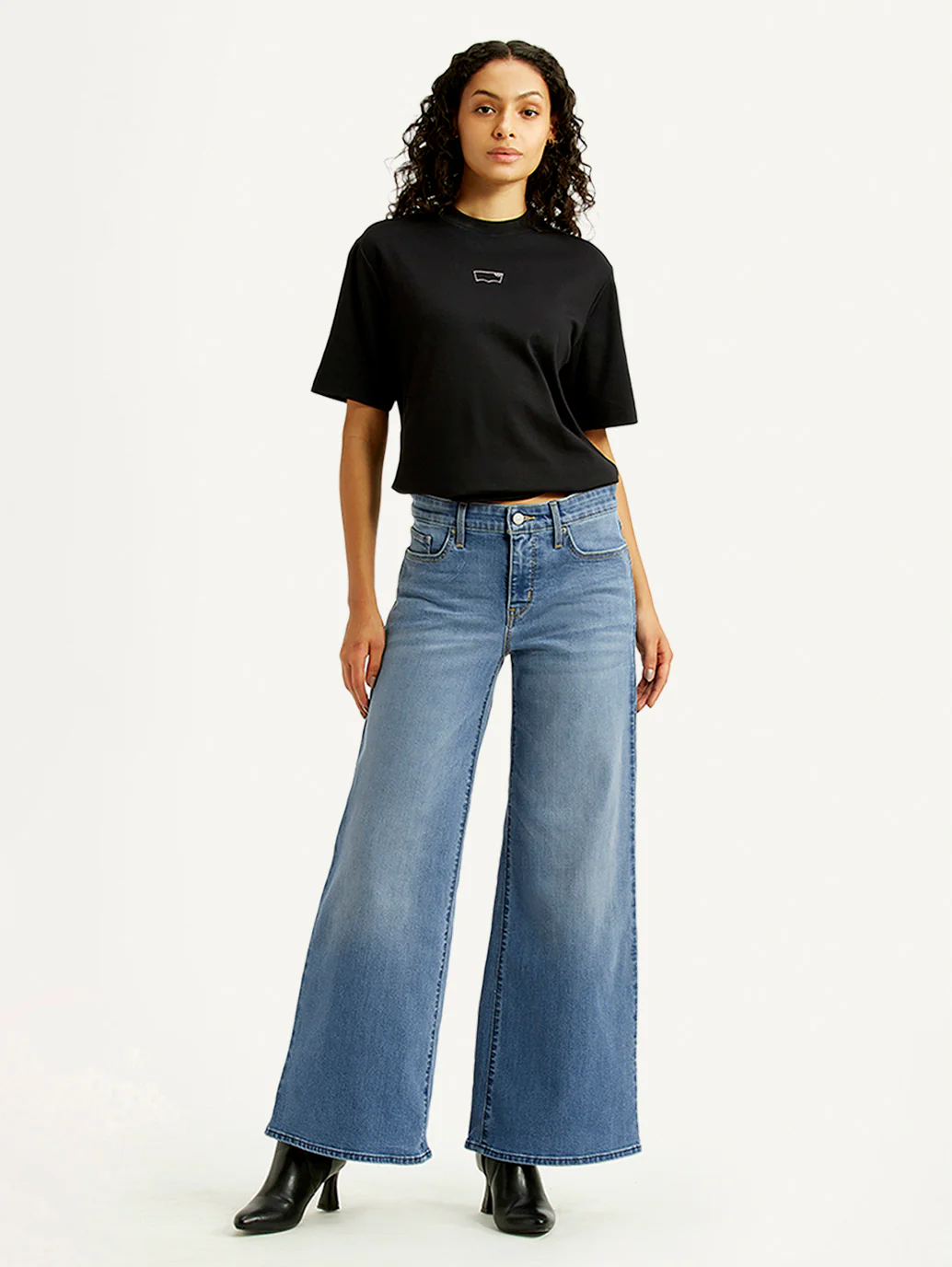 Women's 318 Blue Shaping Wide Leg Fit Mid Rise Jeans - Image 7