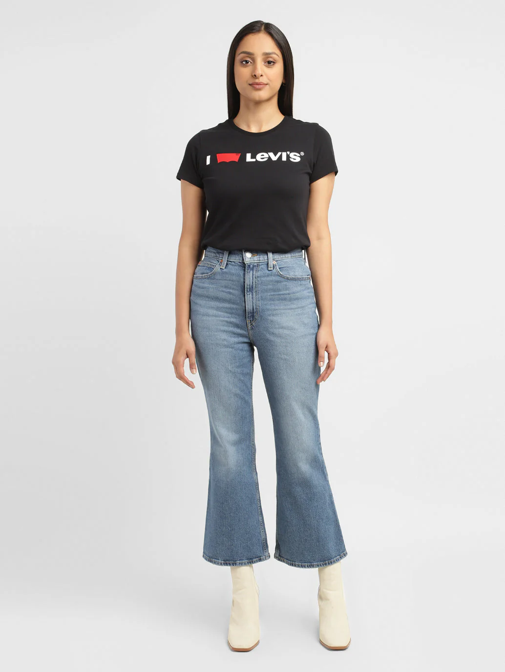 Women's 70s Blue Flared Fit High Rise Jeans - Image 5
