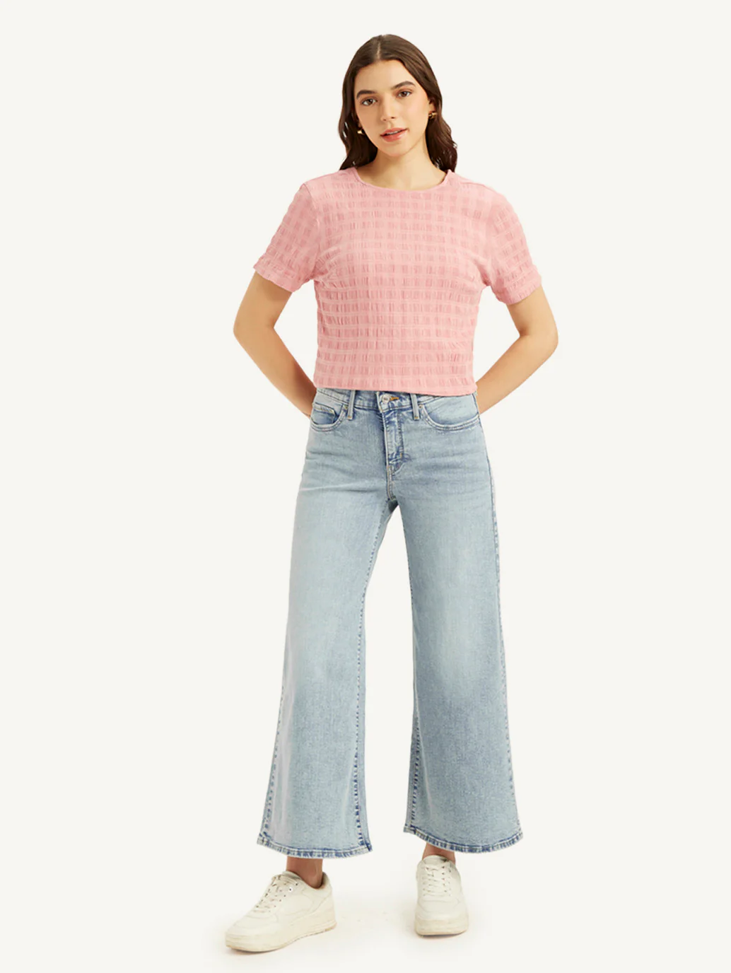 Women's 318 Blue Shaping Wide Leg Fit Mid Rise Jeans - Image 2