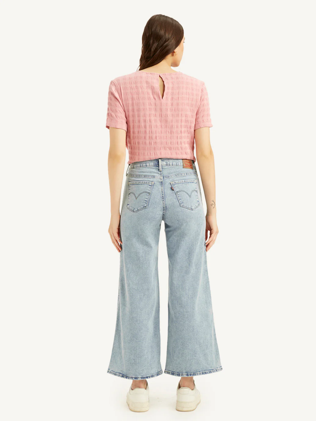 Women's 318 Blue Shaping Wide Leg Fit Mid Rise Jeans - Image 3