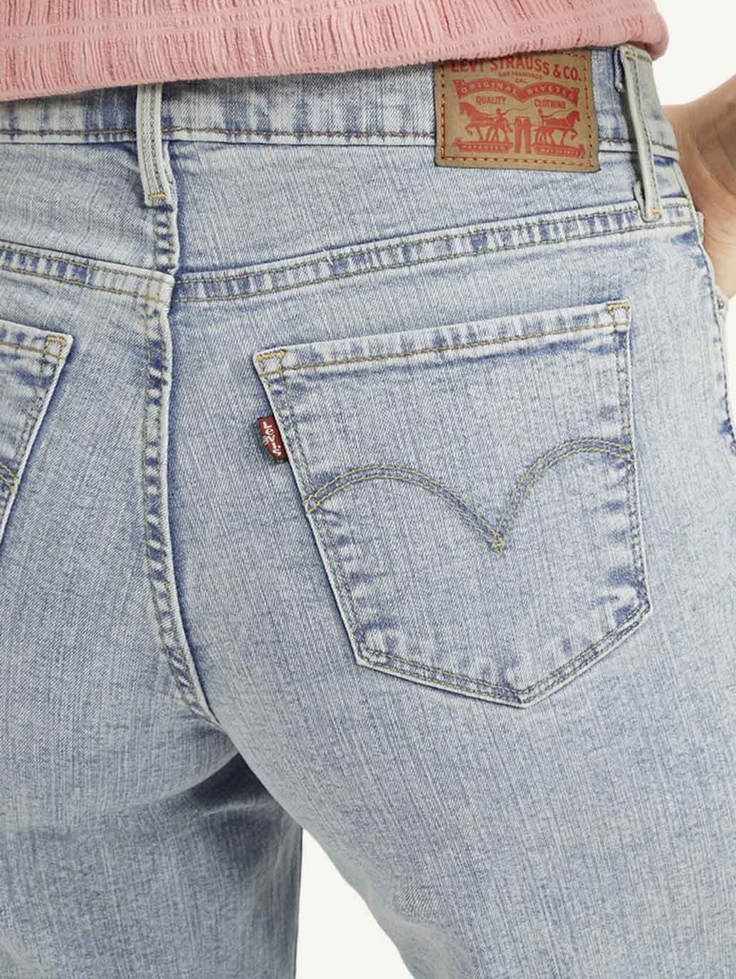 Women's 318 Blue Shaping Wide Leg Fit Mid Rise Jeans - Image 5