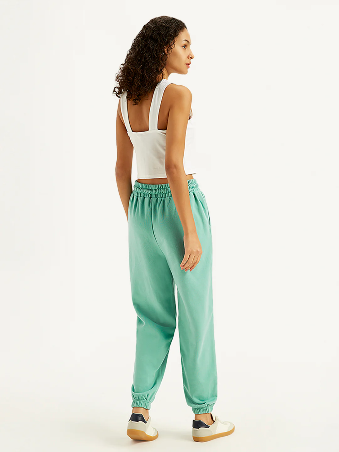 Women's Mid Rise Green Joggers - Image 2