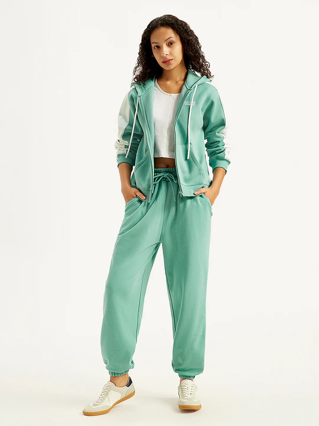 Women's Mid Rise Green Joggers - Image 5