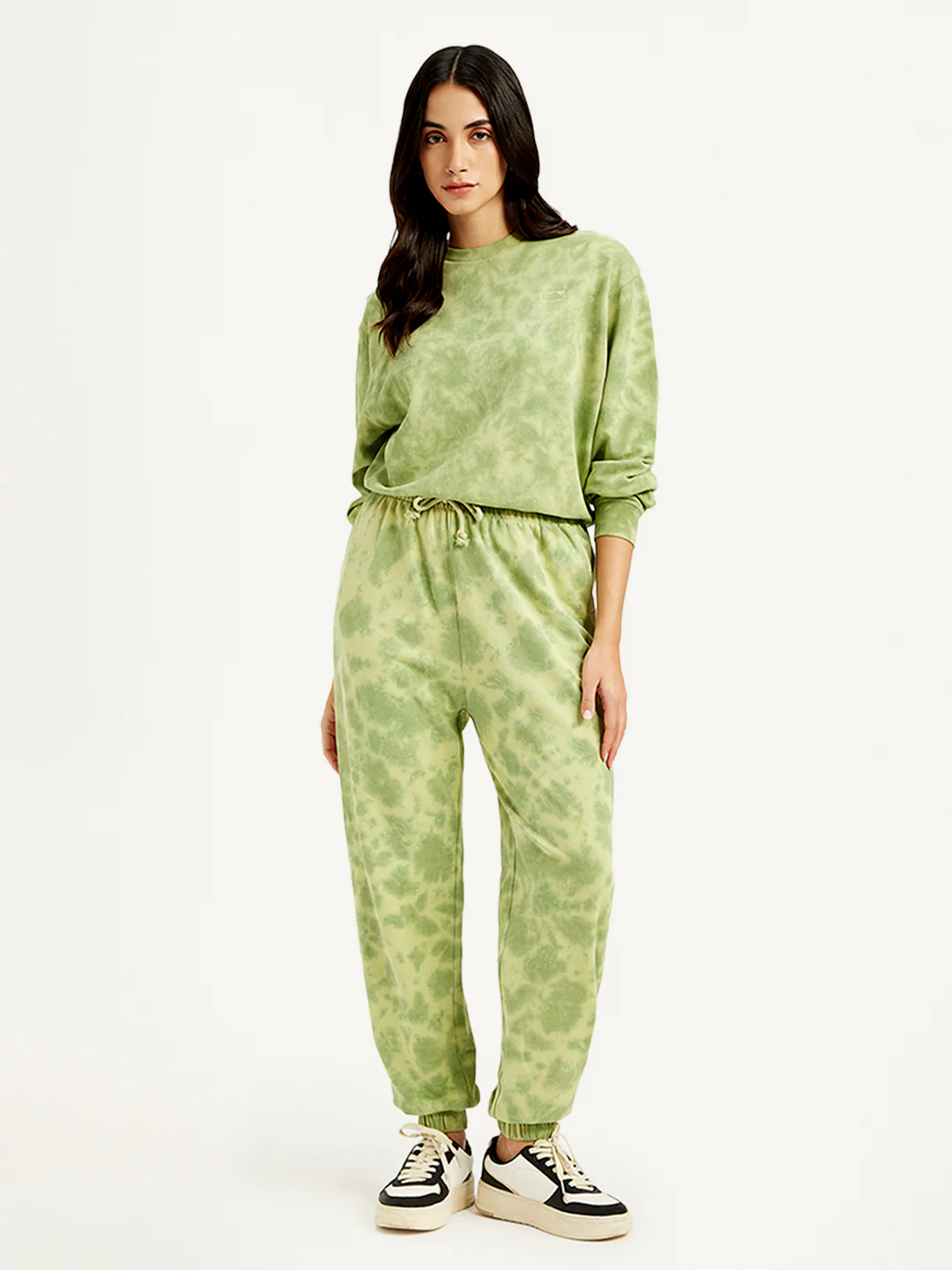 Women's Mid Rise Green Joggers - Image 2