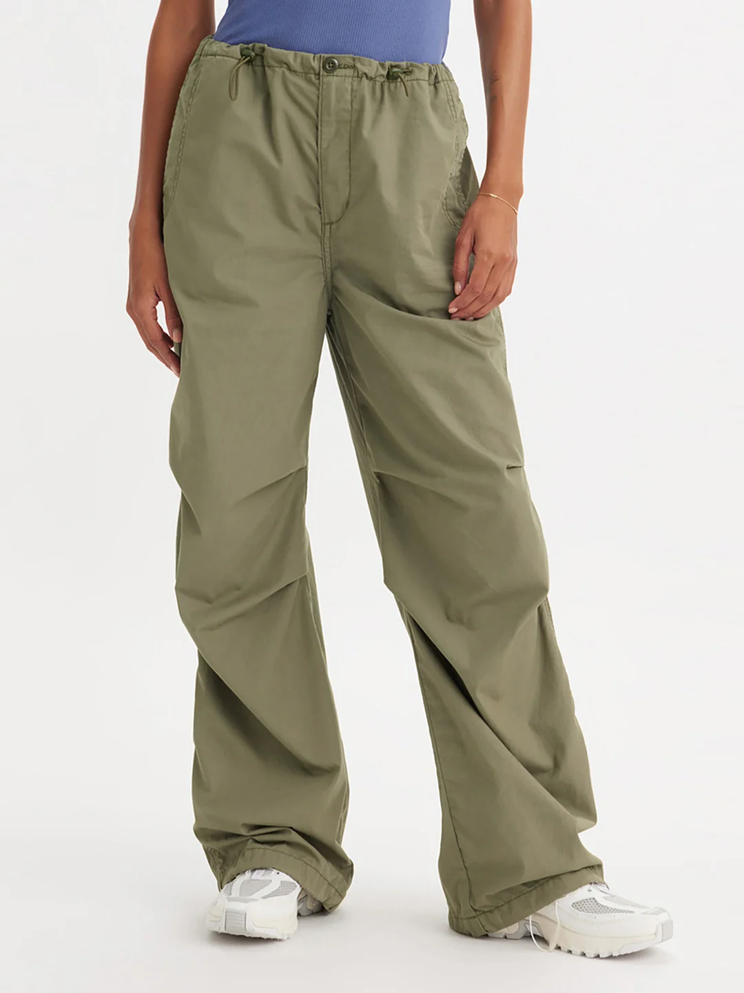 Women's Mid Rise Green Loose Fit Trousers - Image 2