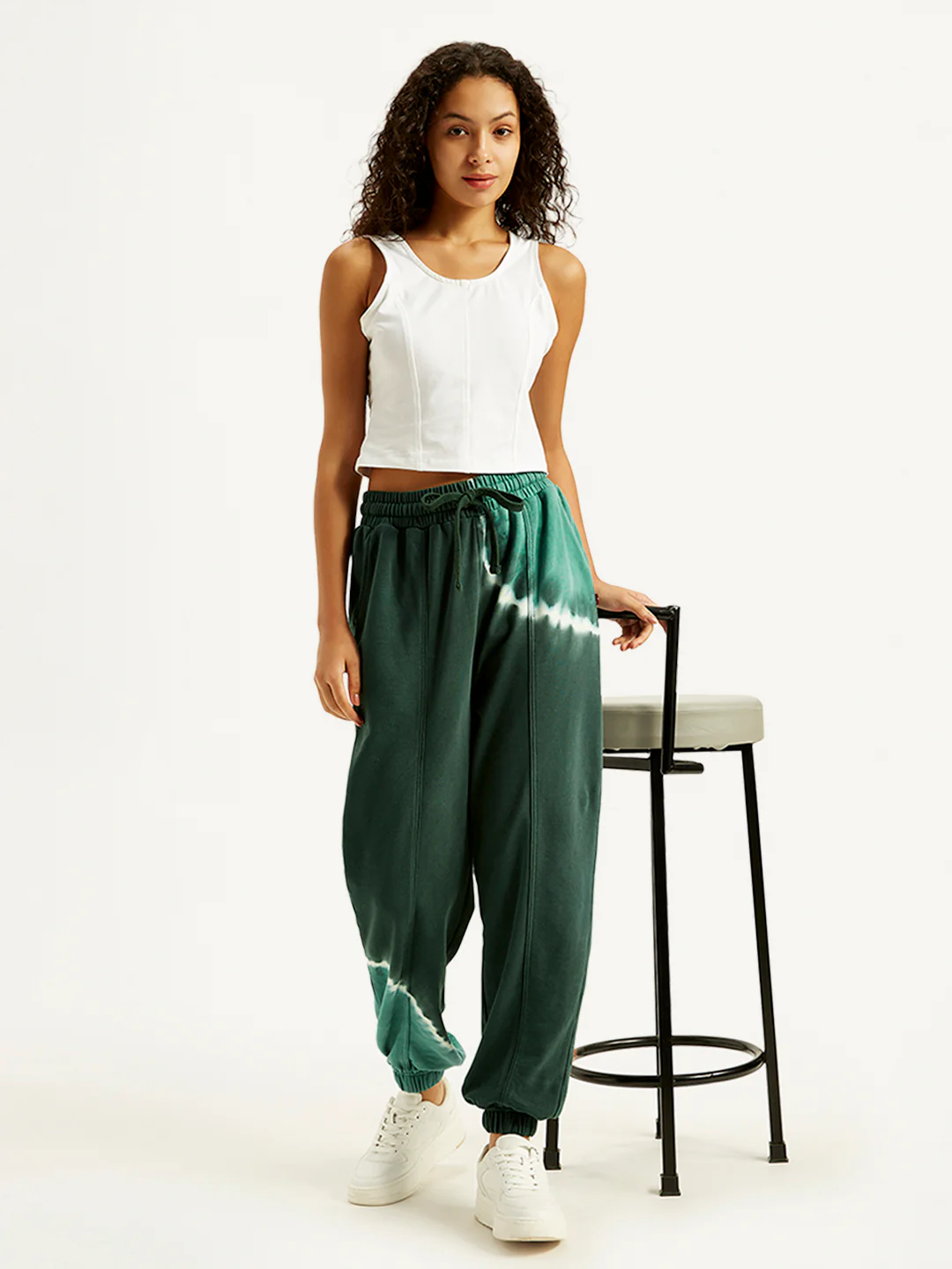 Women's Mid Rise Green Regular Fit Joggers - Image 5