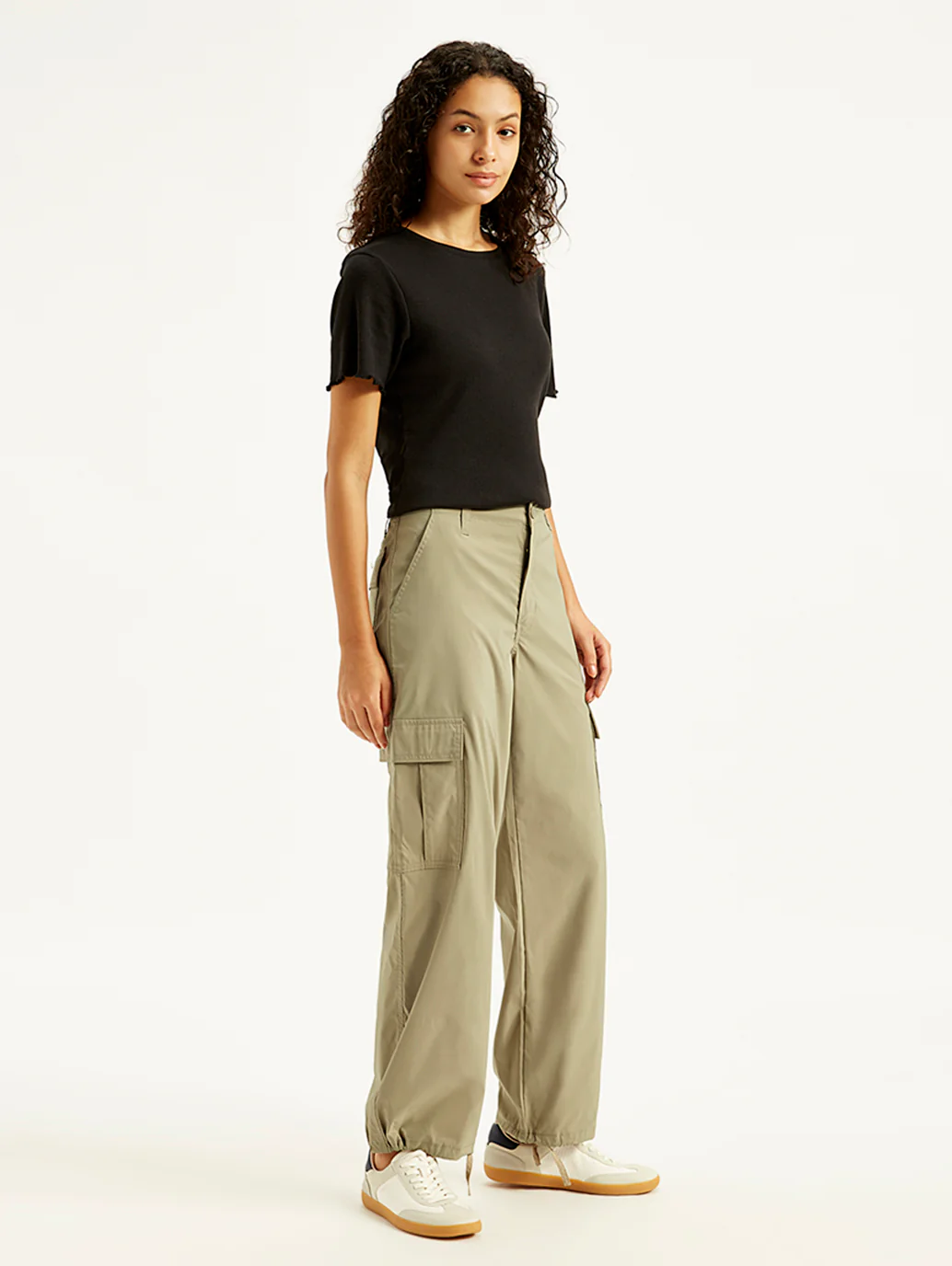 Women's Mid Rise Baggy Fit Cargo Trousers - Image 4