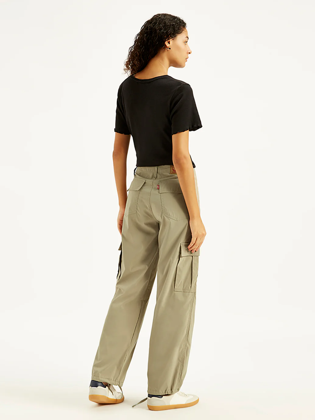 Women's Mid Rise Baggy Fit Cargo Trousers - Image 5