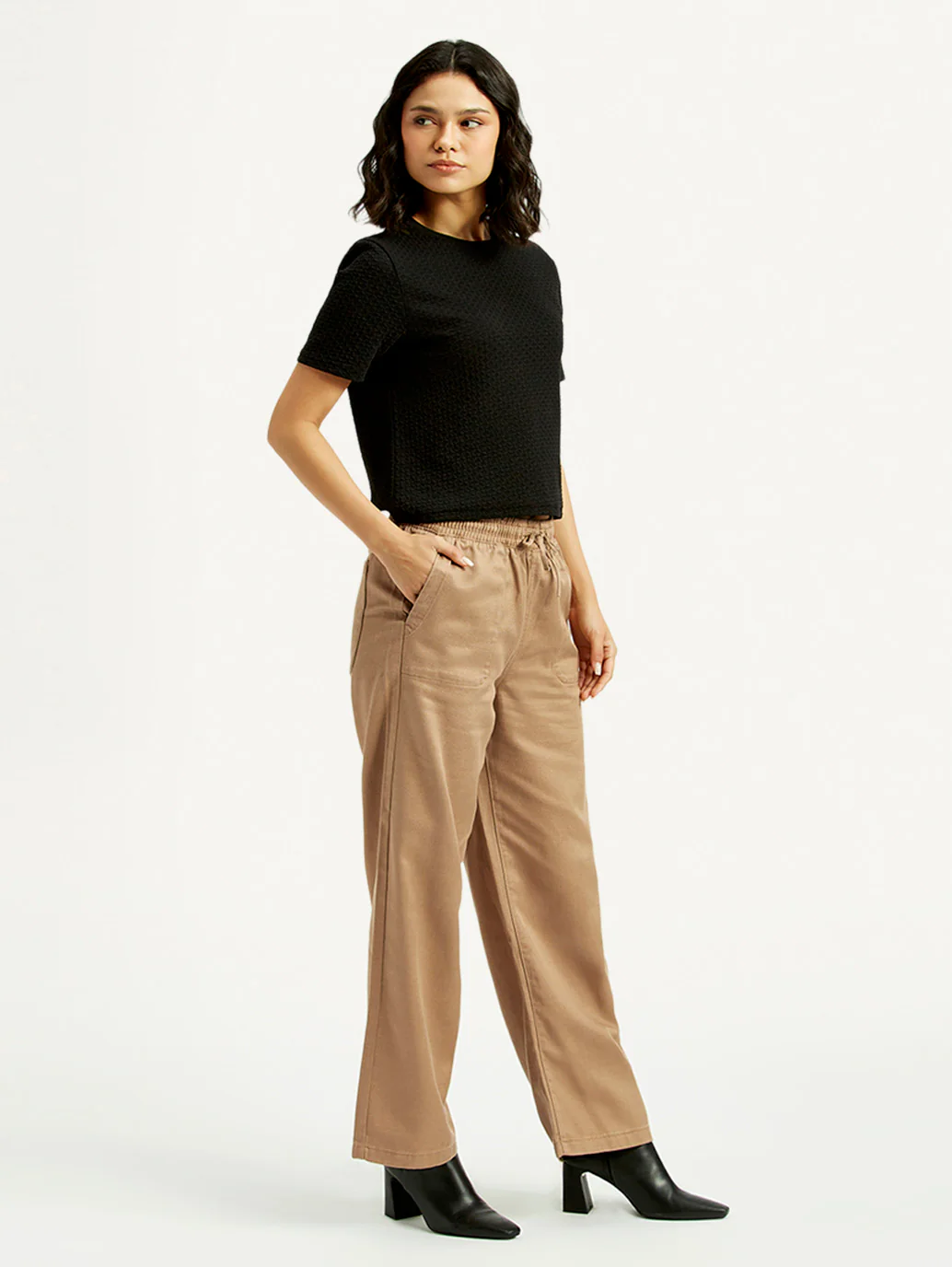 Women's Mid Rise Straight Fit Khaki Trousers - Image 5