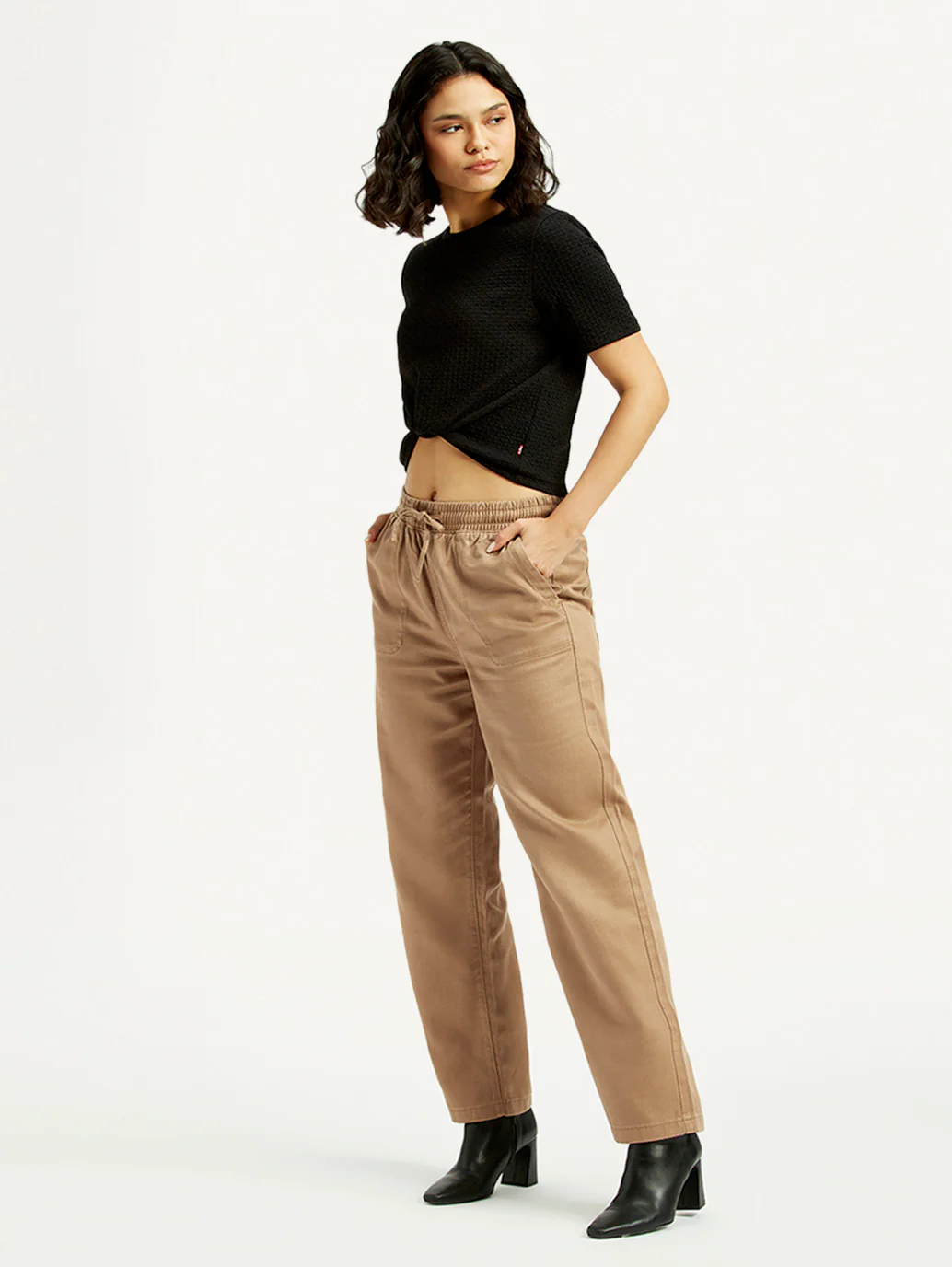 Women's Mid Rise Straight Fit Khaki Trousers - Image 6