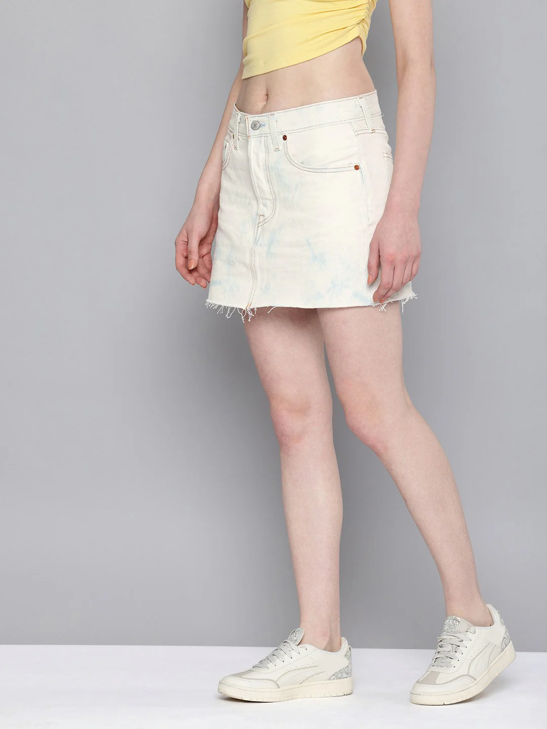 Women's Mid Rise Light Blue Regular Fit Denim Skirt - Image 3