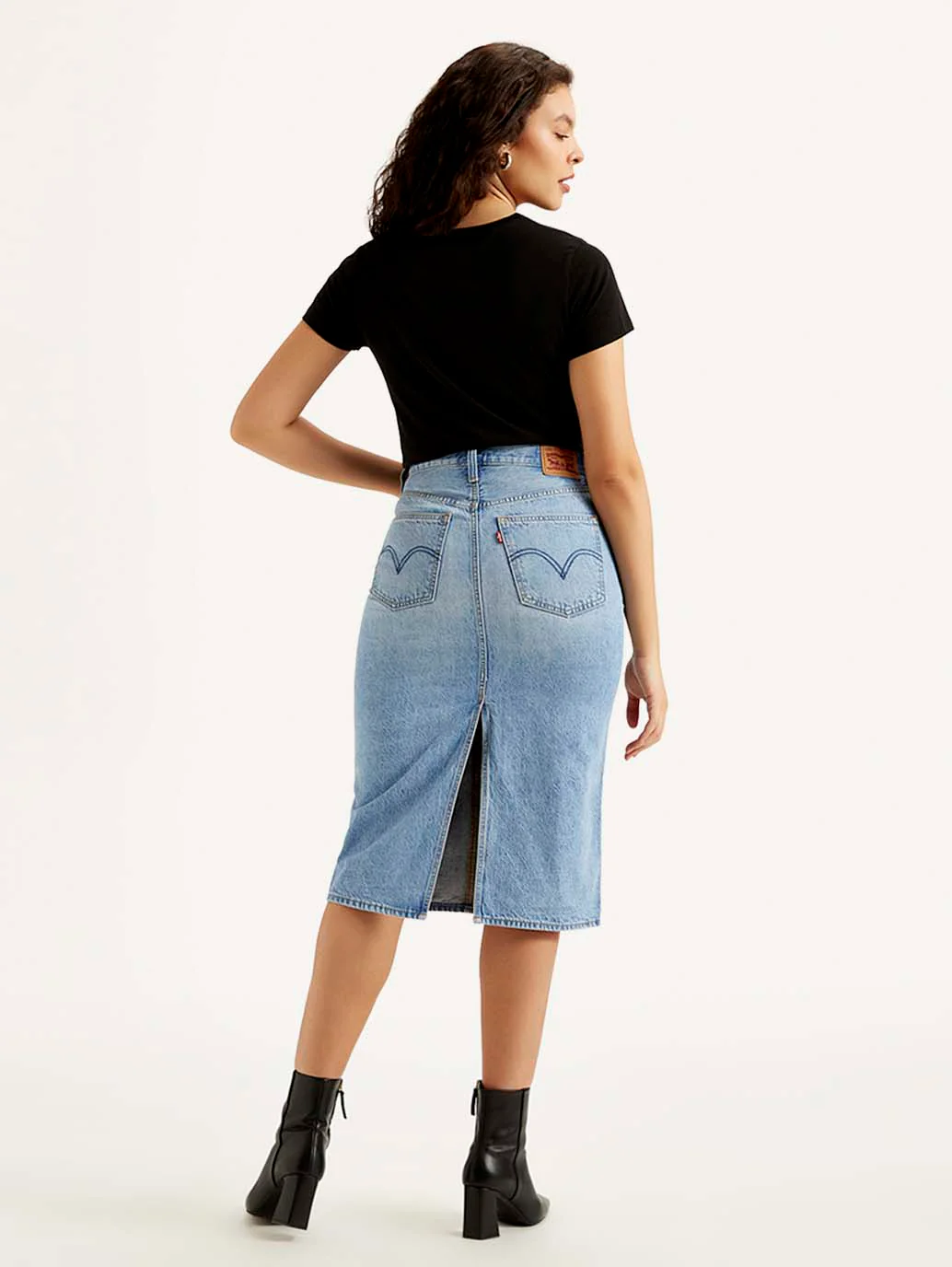 Women's Mid Rise Light Blue Regular Fit Skirt - Image 2