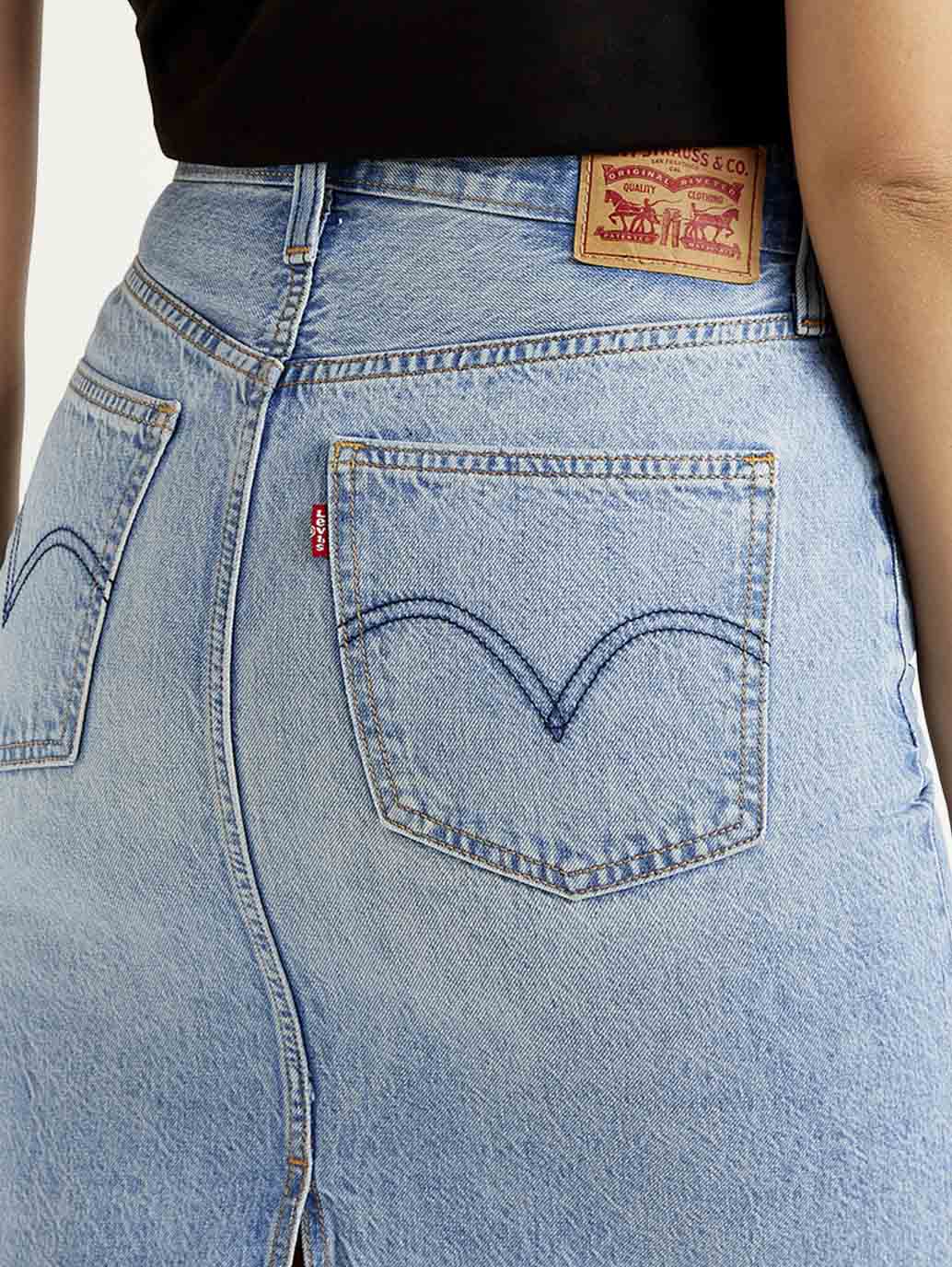 Women's Mid Rise Light Blue Regular Fit Skirt - Image 3