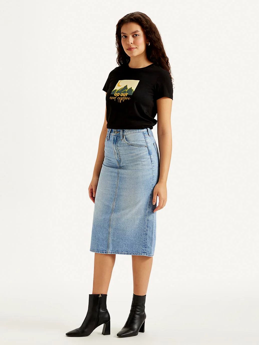 Women's Mid Rise Light Blue Regular Fit Skirt - Image 4